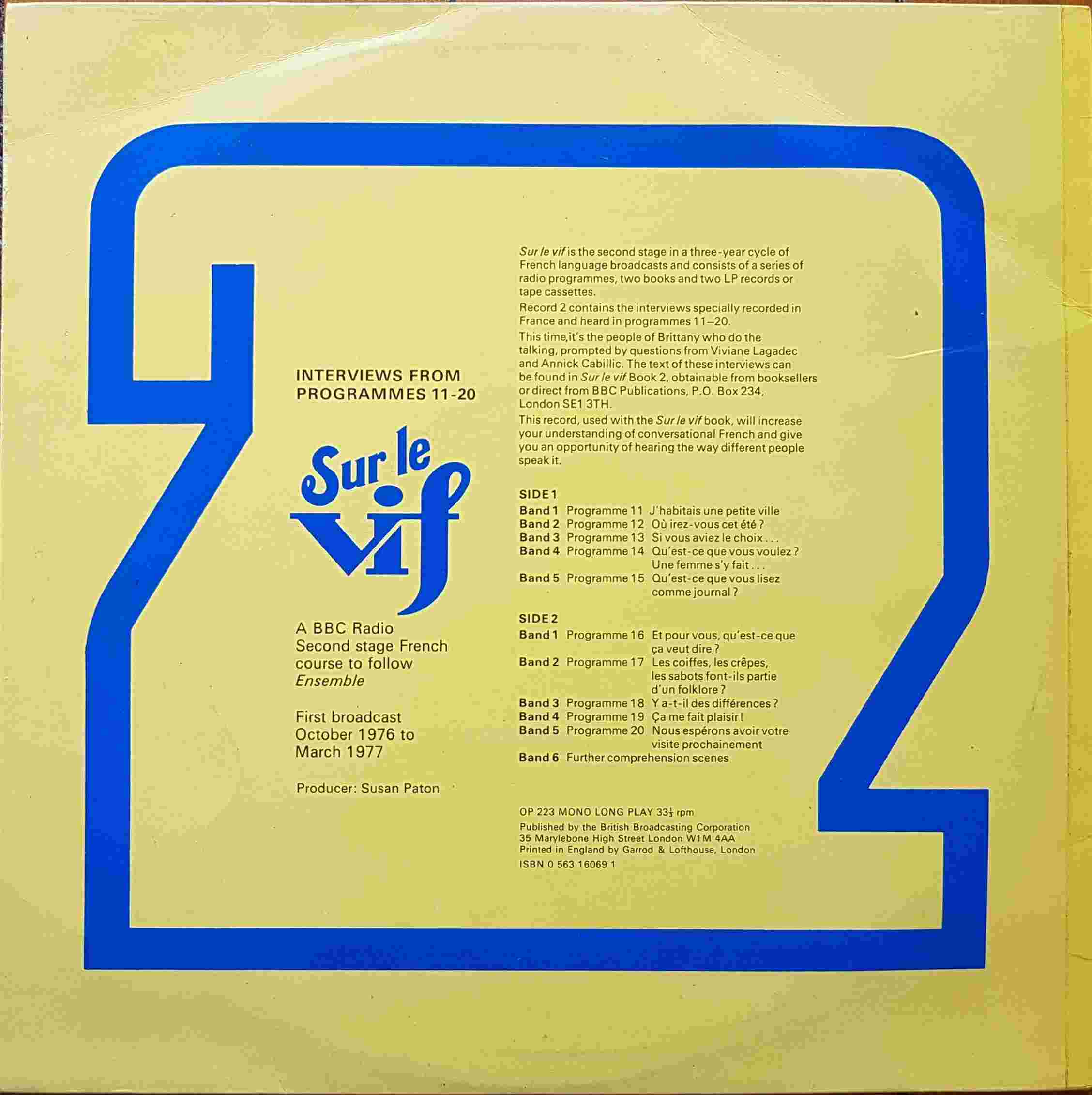 Picture of OP 223 Sur le vif 2 - Second stage French course - Programmes 11 - 20 by artist Various from the BBC records and Tapes library